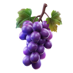 3D Purple Grapes Fruit Illustration Icon Isolated on Transparent Background