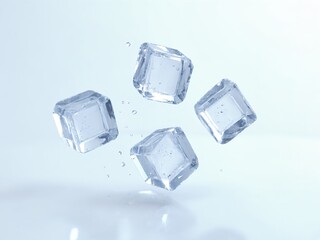 Floating Transparent Ice Cubes in Water - High-Resolution Macro Photography