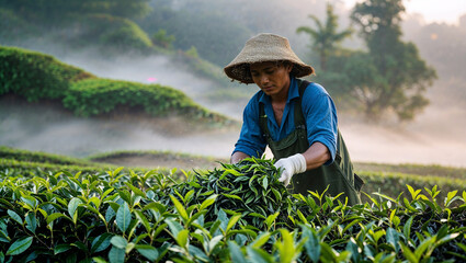 Tea Harvesting Moment
