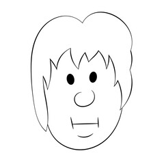 Man smiling face cartoon in black and white