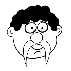 Man smiling face cartoon in black and white