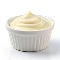 mayonnaise smear, creamy sauce, food texture, overhead view, pure background, thick spread, glossy surface, studio shot, minimalism, food detail, macro texture, white plate, sauce focus, condiment art