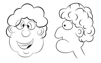 Doodle set of people faces