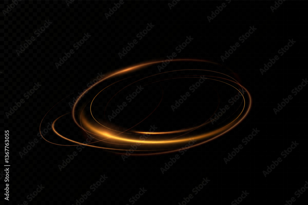 Poster glowing neon light.curve golden line light effect.