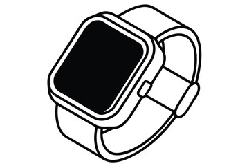 Sleek Smartwatch Line Art Vector – Modern & Minimalist Design