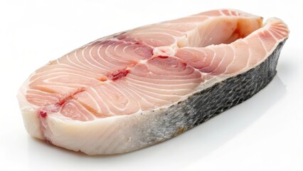 Raw Swordfish Steak with Fresh Texture on White Background  
