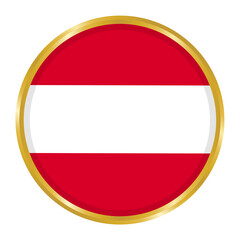 Obraz premium Round Flag of Austria with Golden Border, Austria Flag Button