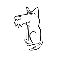 children wolf line vector hand drawn