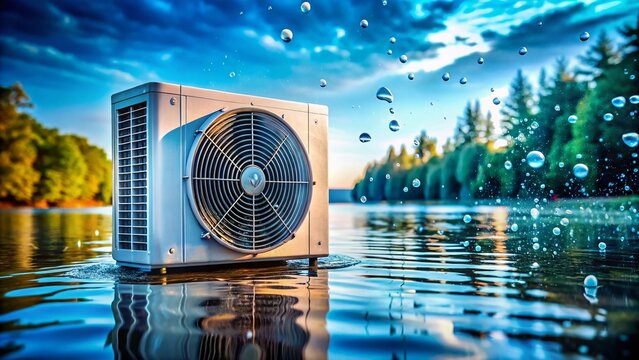 Macro Water Drops on Outdoor VRV Air Conditioner Unit