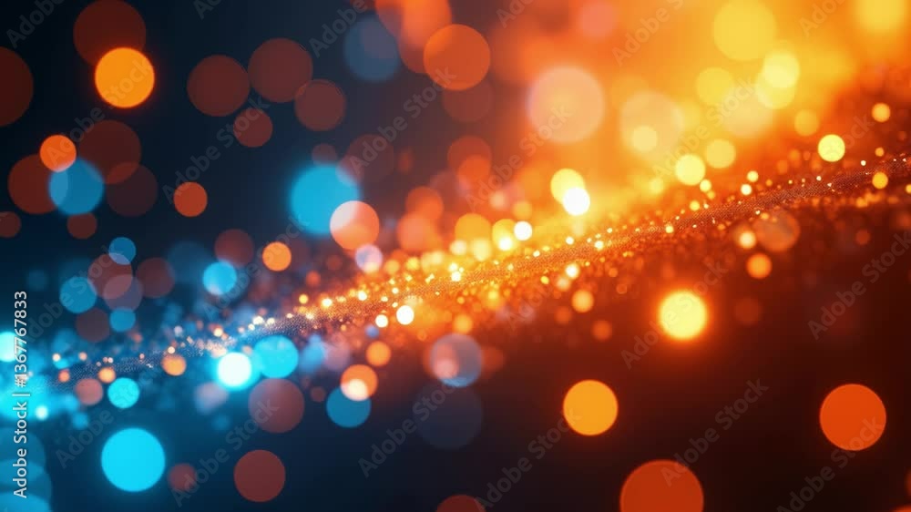 Poster abstract digital artwork of glowing orange and blue circular patterns in a futuristic concept of lig