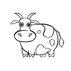 children's cow line vector hand drawn