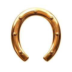 Golden Horseshoe Symbolizing Good Luck Isolated on Transparent Background