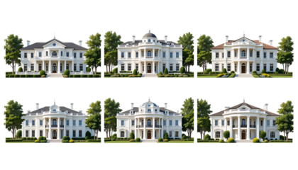 Classic white mansions luxury estates