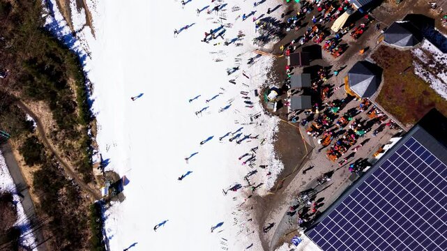Aerial shot of ski piste in Germany
