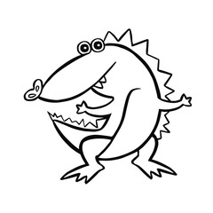 children's crocodile line vector hand drawn