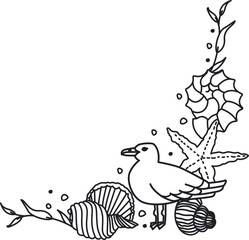 Doodle Marine Corner Border