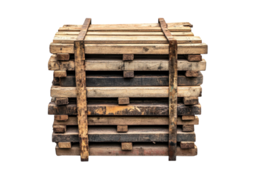 A Weathered Stack Of Reclaimed Wood Planks, Bound Tightly Together, Hinting At Stories Of Past Projects And Future Creations, Showcasing A Rustic Charm Against A Clean Isolated on Transparent Backgrou