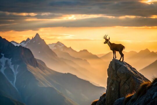 Majestic Chamois, Slovenian Alps, Minimalist Mountain Wildlife Photography