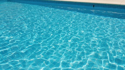 Clean, clear turquoise water in a swimming pool with reflective, rippling surface.