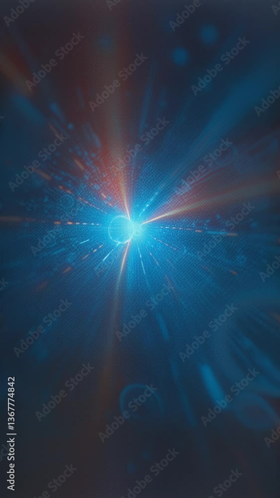 Poster Abstract Digital Artwork of Glowing Orange and Blue Circular Patterns in a Futuristic Concept of Light Emission and Depth Perception