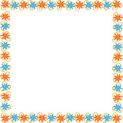 Seashells frame. Marine frame template with underwater elements decoration