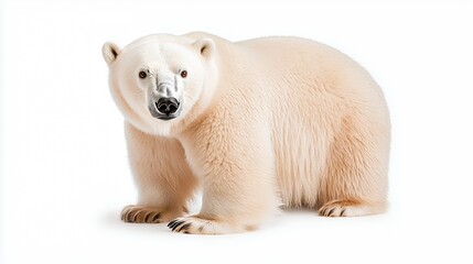 Powerful Polar Bear Studio Portrait Against White Background