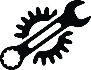 Wrench and gear icon on white background. Vector illustration
