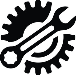 Wrench and gear icon on white background. Vector illustration