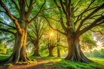 Fototapeta premium Majestic Family of Trees, Nature's Embrace: Stunning Landscape Photography