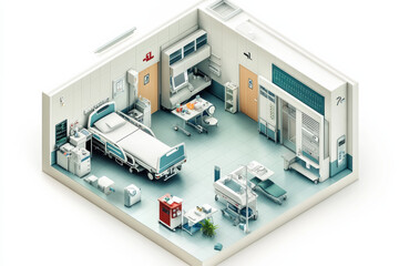 Modern Isometric Emergency Room Concept