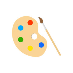 Art supplies, tools. Palette and brush. Vector illustration.