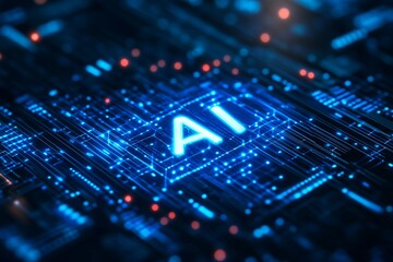 Obraz premium Digital Circuit Board with AI Abbreviation