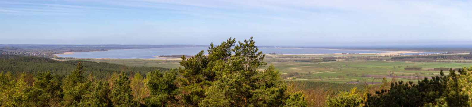 Panorama of Gardno Lake, Pomeranian Voivodeship, Poland.