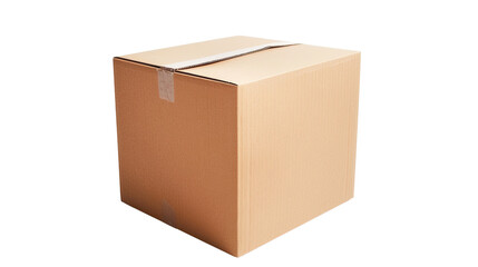 Cardboard Box Package: A sturdy cardboard box, perfectly sealed, stands as a symbol of shipment, delivery, and storage, offering a sense of anticipation for the contents within.