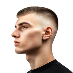 Man with Short French Crop Isolated on Transparent Background