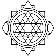 Sri Yantra Mandala – Sacred Geometric Design Symbolizing Divine Energy Balance. Generative AI.