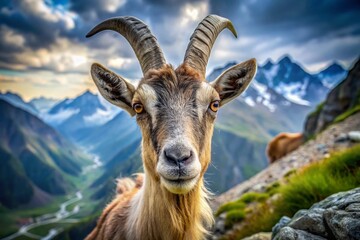 Obraz premium Majestic Mountain Goat Portrait: Wild Animal Photography