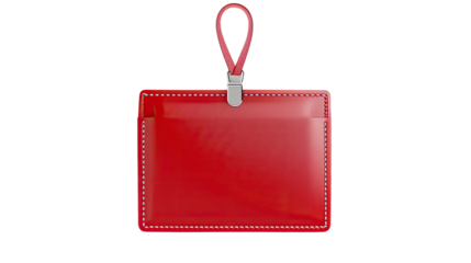 Red Identification Card: A close-up shot of a sleek red identification card, perfect for representing security, access, or official roles. With a clean design and vibrant color.