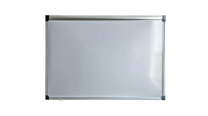Blank Canvas of Possibilities: A clean and modern whiteboard stands ready, offering a versatile space for ideas, strategies, and presentations.