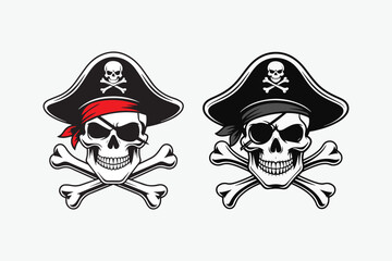 pirate skull Black and White Vector