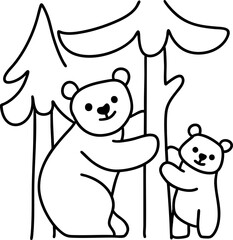 Bear Fathers Day,Cute bears enjoying nature together in forest setting, showcasing heartwarming bond