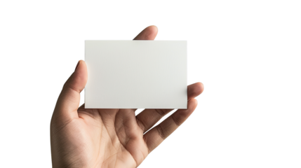 Hand Holding a Card: A hand delicately cradles a blank card. Perfect for presentations, mockup, business communication.