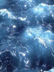A vibrant depiction of ocean water with sparkling light reflections