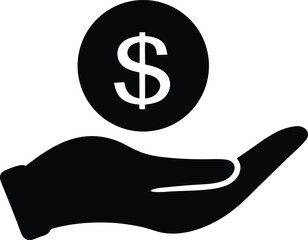 Money in hand simple icon. Vector illustration