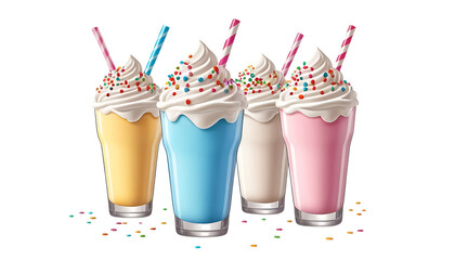 Colorful Animated Milkshake with Whipped Cream and Sprinkles