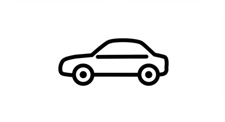Simple black outline of a car icon on white background