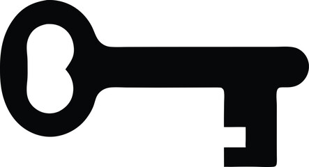 Key black icon with shadow. Vector illustration