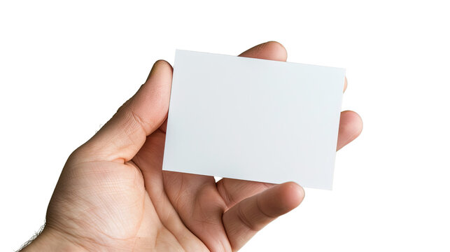 A Helping Hand: A close-up shot focuses on a human hand holding a blank card, perfect for inserting any type of content.