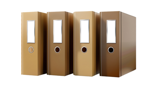 Organized and Efficient: A row of neatly arranged files, symbolizing order and the ability to manage information. Their uniformity suggests a structured approach to organization and control.