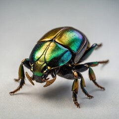 Naklejka premium green beetle on a white background